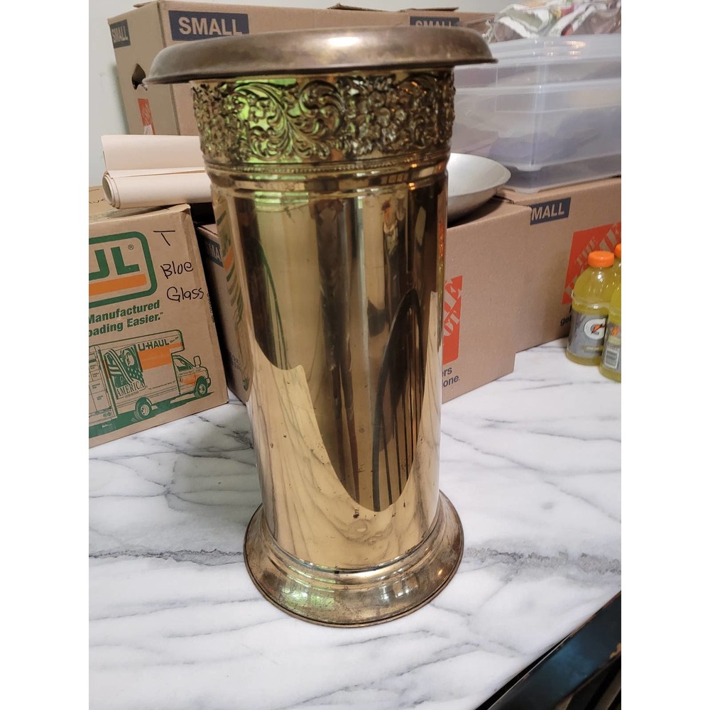 Vintage Solid Brass umbrella/cane Stand approx 19.75 tall, 10 wide